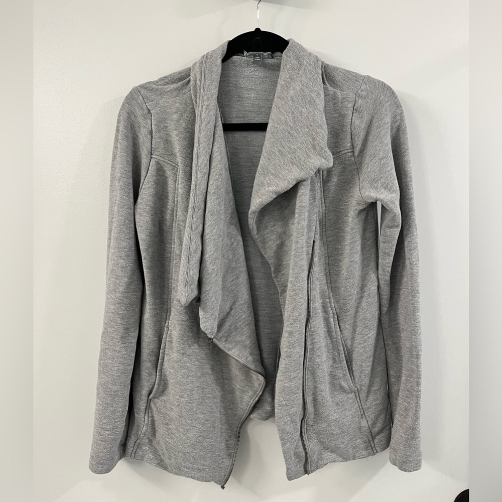 Asymmetrical Grey Zip Cardigan